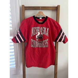 Vintage 80s Nebraska Cornhuskers Spell Out T-Shirt Size XL Red Bike Athletic Co.